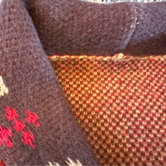 Western Aztec Shaw Collar Cowichan Knit Traditional Button Front Sweater Coat - Picture 6 of 7